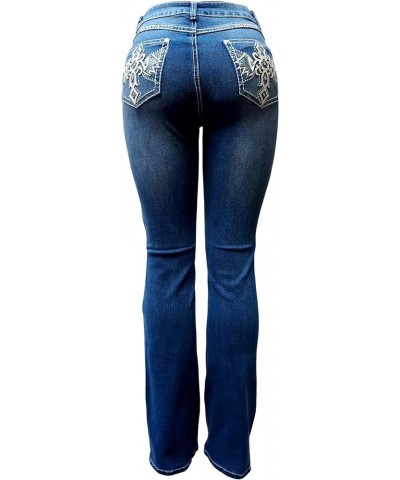 Jack David H&Y U-Cute Rose 2 Rhinestone Studded Denim Bootcut Flap Pocket Jeans H&y Jeans Hy476 Blue Bootcut $26.09 Jeans