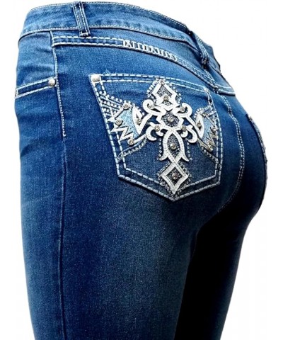 Jack David H&Y U-Cute Rose 2 Rhinestone Studded Denim Bootcut Flap Pocket Jeans H&y Jeans Hy476 Blue Bootcut $26.09 Jeans