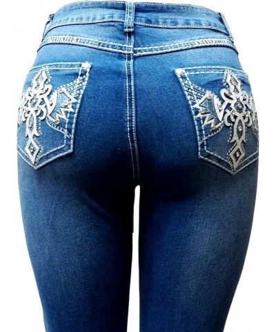 Jack David H&Y U-Cute Rose 2 Rhinestone Studded Denim Bootcut Flap Pocket Jeans H&y Jeans Hy476 Blue Bootcut $26.09 Jeans