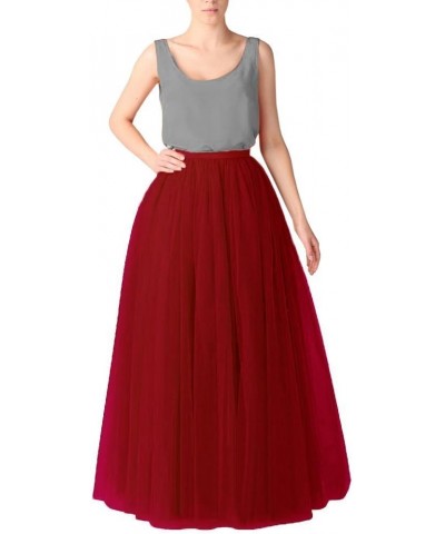 Womens Long Tutu Tulle Skirt PC02 Burgundy $23.00 Skirts