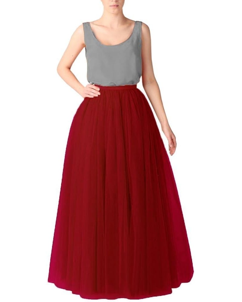 Womens Long Tutu Tulle Skirt PC02 Burgundy $23.00 Skirts