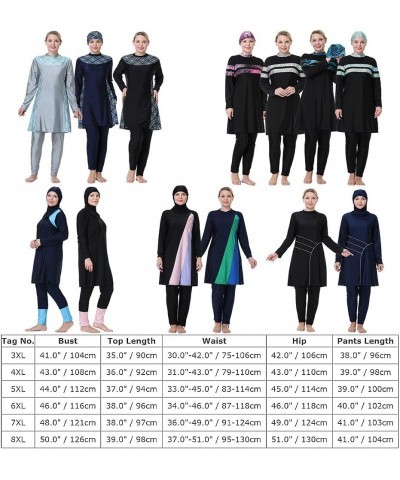 Plus Size Muslim Swimsuits for Women Burkini Modest Swimwear Full Cover Top ​Pants Hijab Islamic Bathing Suit Black & Plaid $...