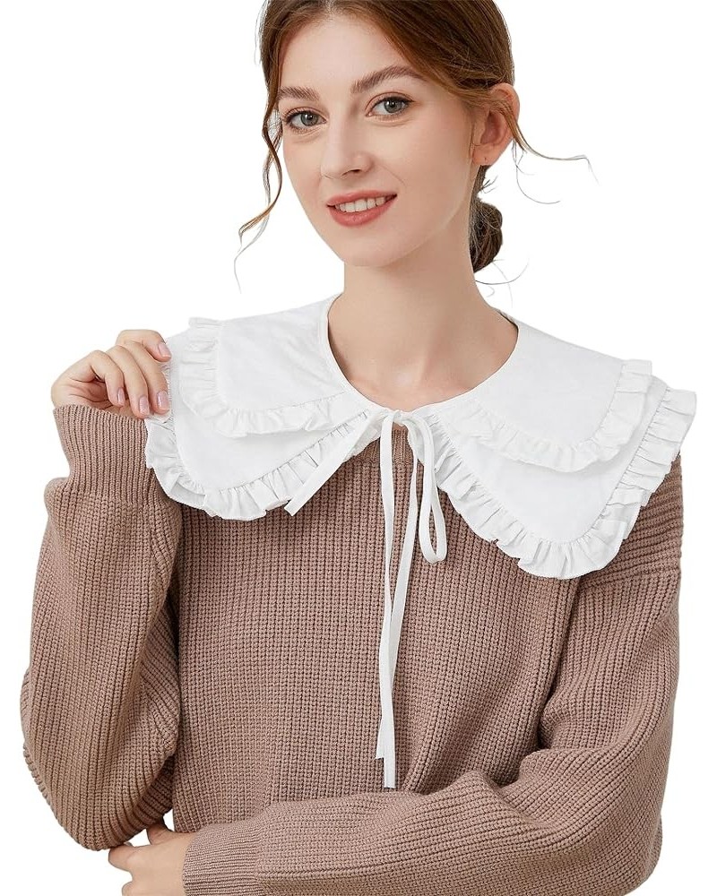 Fake Collar Detachable Blouse False Collar Little Shawl Top for Women Teens Girls Twolayerswhite $9.34 Blouses