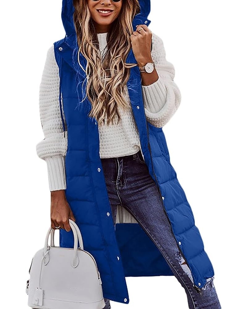 Long Puffer Vest for Womens Sleeveless with Hood Long Down Vest with Stand Collar Thick Hooded Sleeveless Long Coats Jacket A...