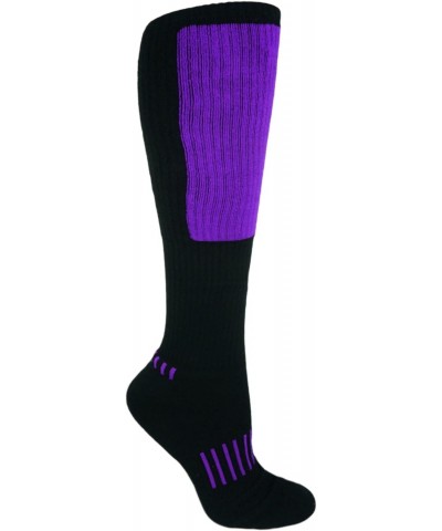 Black with Purple The Deadlift Block Athletic Knee-High Fitness Socks $15.27 Socks