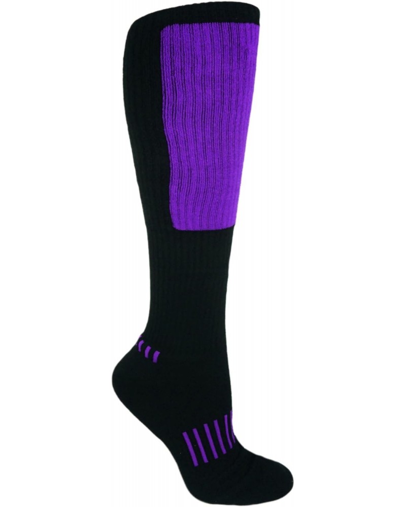 Black with Purple The Deadlift Block Athletic Knee-High Fitness Socks $15.27 Socks