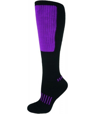 Black with Purple The Deadlift Block Athletic Knee-High Fitness Socks $15.27 Socks