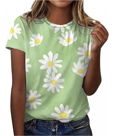 Graphic Tees for Women Short Sleeve Dressy Casual Tops Summer 2024 V Neck Tshirts Shirts Teen Girls Boho Tops 01 Green $4.00 ...