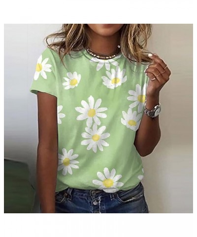 Graphic Tees for Women Short Sleeve Dressy Casual Tops Summer 2024 V Neck Tshirts Shirts Teen Girls Boho Tops 01 Green $4.00 ...