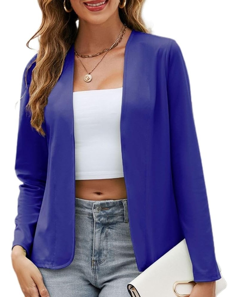 Women's Open Front Cardigan Long Sleeve Tops Solid Cozy Casual Fashion Fall Cardigans Royal Blue $15.84 Sweaters