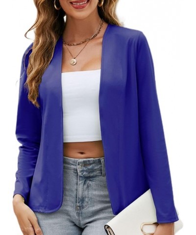 Women's Open Front Cardigan Long Sleeve Tops Solid Cozy Casual Fashion Fall Cardigans Royal Blue $15.84 Sweaters