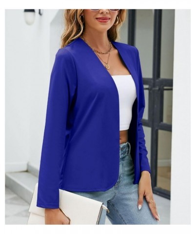 Women's Open Front Cardigan Long Sleeve Tops Solid Cozy Casual Fashion Fall Cardigans Royal Blue $15.84 Sweaters