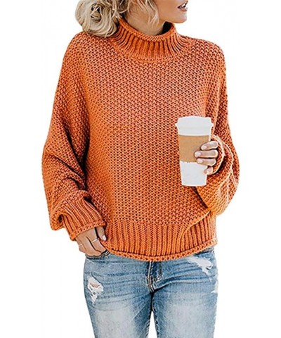 Women's Casual Knitted Turtleneck Sweater Drop Shoulder Loose Long Sleeve Knit Pullover Sweater 02-a $6.81 Sweaters