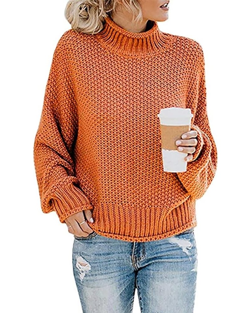 Women's Casual Knitted Turtleneck Sweater Drop Shoulder Loose Long Sleeve Knit Pullover Sweater 02-a $6.81 Sweaters