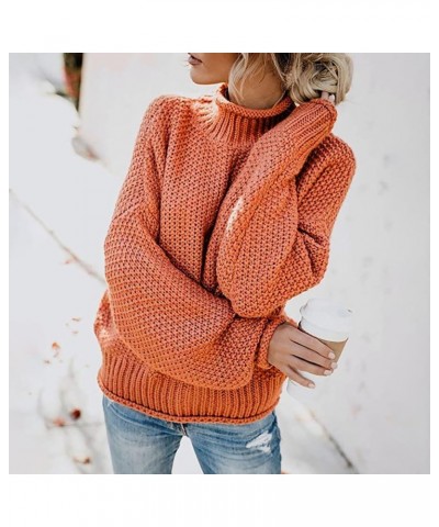 Women's Casual Knitted Turtleneck Sweater Drop Shoulder Loose Long Sleeve Knit Pullover Sweater 02-a $6.81 Sweaters