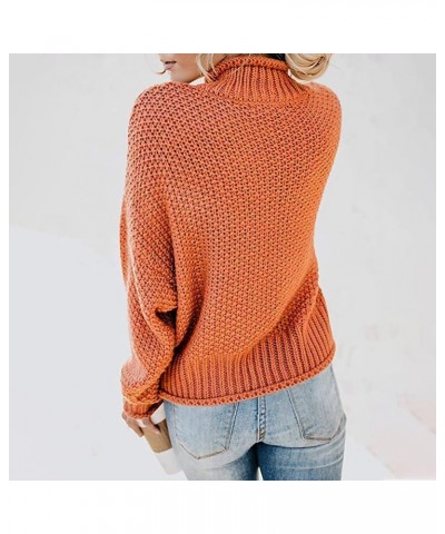 Women's Casual Knitted Turtleneck Sweater Drop Shoulder Loose Long Sleeve Knit Pullover Sweater 02-a $6.81 Sweaters