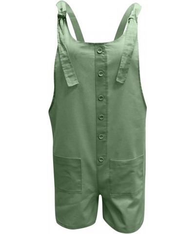 Summer Jumpsuit for Women 2023 Short Rompers Casual Loose Sleeveless Tie Knot Strap Jumpsuits Overalls with Pockets 09-army G...