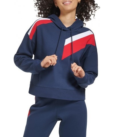 womens Soft Fleece Diagonal Color Block Hoodie Navy $26.94 Hoodies & Sweatshirts