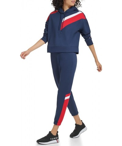 womens Soft Fleece Diagonal Color Block Hoodie Navy $26.94 Hoodies & Sweatshirts