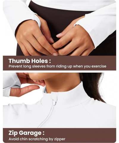 Cropped Workout Running Jackets for Women Long Sleeve Lightweight Zip Up Athletic Tops with Thumb Holes 5 White $14.52 Jackets