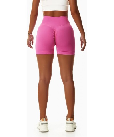 Women's Gym Shorts V Cross High Waisted Yoga Shorts Push Up Booty Scrunch Elastic Athletic Workout Biker Shorts Rose Red $8.6...