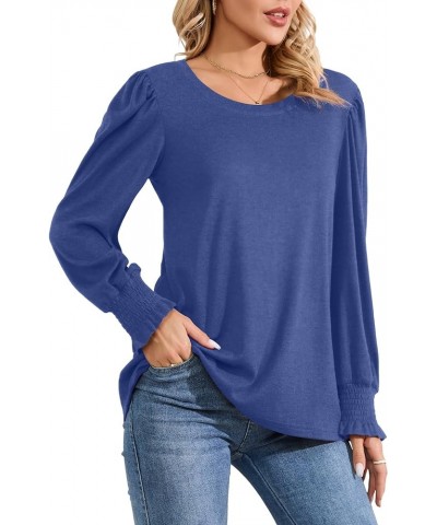 Women Long Sleeve Shirts Casual Fashion Blouses Dressy Trendy Tunic Tops Blue $8.84 Tops