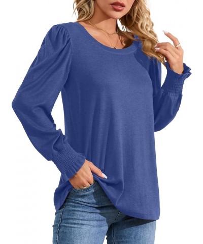 Women Long Sleeve Shirts Casual Fashion Blouses Dressy Trendy Tunic Tops Blue $8.84 Tops