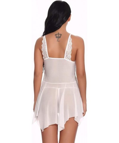 Women's Lingerie, Sleep & Lounge Women Lingerie Lace Babydoll V Neck Sexy Sleepwear Strap Chemise Teddy Underwear White $3.31...