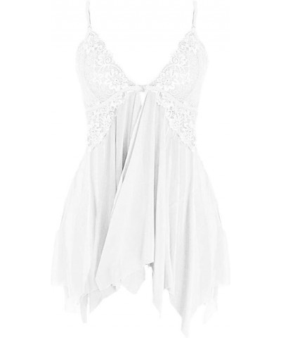 Women's Lingerie, Sleep & Lounge Women Lingerie Lace Babydoll V Neck Sexy Sleepwear Strap Chemise Teddy Underwear White $3.31...