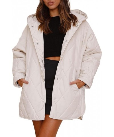 Puffer Jacket Womens Hooded Oversized Quilted Pullover Lightweight Warm Womens Winter Coats Outwear White $14.03 Jackets