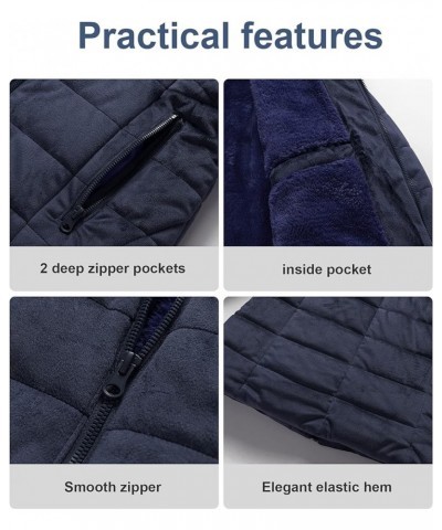 Women's Casual Short Winter Puffer Coat Soft Faux Fur Lining Lightweight Warm Jackets With Removable Hood Navy $42.49 Jackets