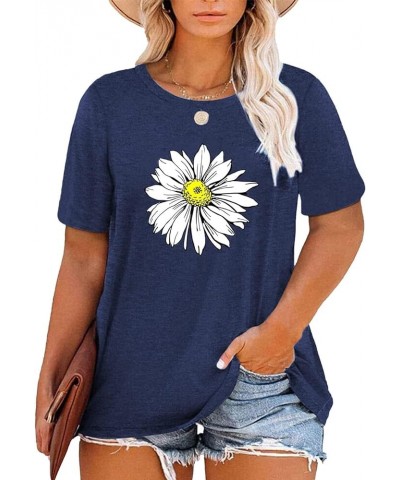 Women Plus Size Tops Daisy Graphic Tee Shirts Casual Cute Dandelion Tshirt Plus Size Clothes Tops A-blue2 $8.24 Tops