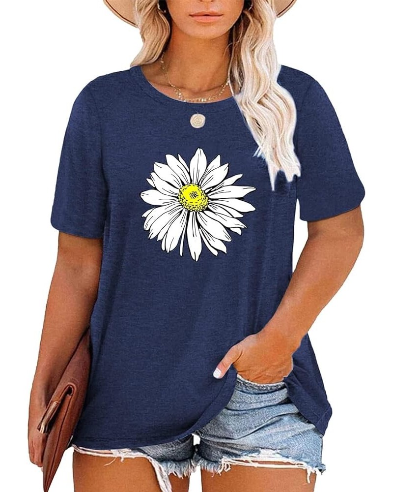 Women Plus Size Tops Daisy Graphic Tee Shirts Casual Cute Dandelion Tshirt Plus Size Clothes Tops A-blue2 $8.24 Tops