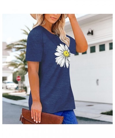 Women Plus Size Tops Daisy Graphic Tee Shirts Casual Cute Dandelion Tshirt Plus Size Clothes Tops A-blue2 $8.24 Tops