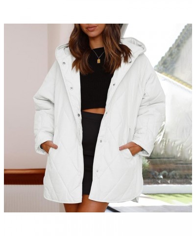 Puffer Jacket Womens Hooded Oversized Quilted Pullover Lightweight Warm Womens Winter Coats Outwear White $14.03 Jackets