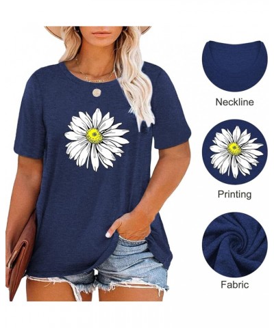 Women Plus Size Tops Daisy Graphic Tee Shirts Casual Cute Dandelion Tshirt Plus Size Clothes Tops A-blue2 $8.24 Tops