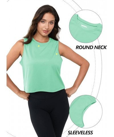 Women's Crop Tops UPF 50+ Workout Cropped Tank Tops Athletic Shirts Sun Protection Quick Dry Yoga Gym Tees Mint Green $10.33 ...