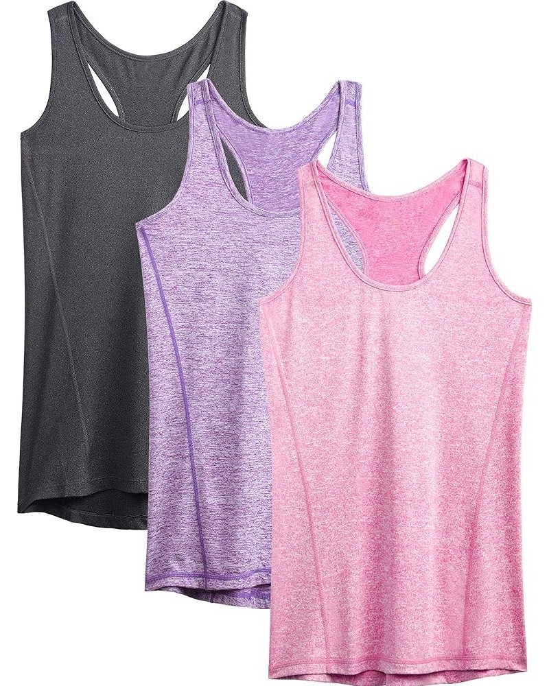 Women's Workout Tank Top Racerback Yoga Tanks Athletic Gym Shirts 06 Dark Grey/Purple/Rose Red $16.18 Activewear