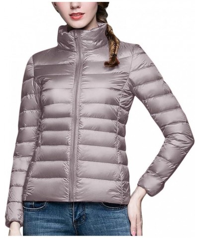 Women's Winter Jackets Lightweight Long Sleeve Warm Down Outerwear Packable Full Zip Up Puffer Jacket Quilted Coats Khaki $9....