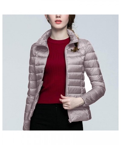 Women's Winter Jackets Lightweight Long Sleeve Warm Down Outerwear Packable Full Zip Up Puffer Jacket Quilted Coats Khaki $9....