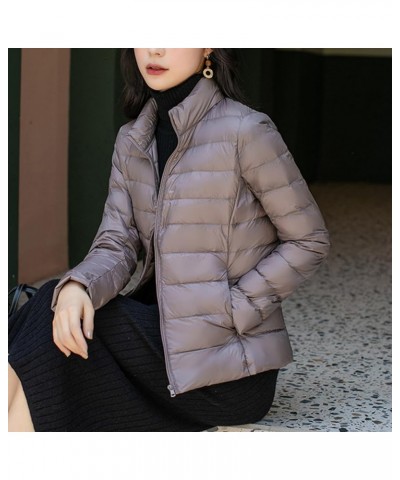 Women's Winter Jackets Lightweight Long Sleeve Warm Down Outerwear Packable Full Zip Up Puffer Jacket Quilted Coats Khaki $9....