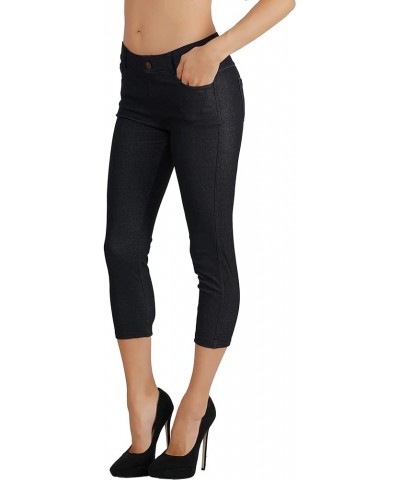 Women's Jean Look Slimming Jeggings Full-Length, Capri, Bermuda Shorts Spandex Leggings, Plus Size S-XXXL Fdjn096-blk $15.17 ...