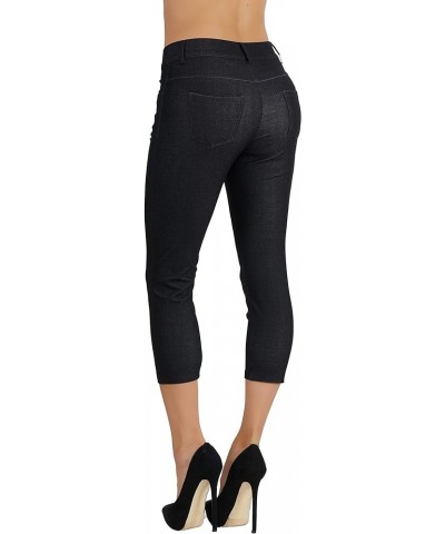 Women's Jean Look Slimming Jeggings Full-Length, Capri, Bermuda Shorts Spandex Leggings, Plus Size S-XXXL Fdjn096-blk $15.17 ...