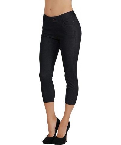 Women's Jean Look Slimming Jeggings Full-Length, Capri, Bermuda Shorts Spandex Leggings, Plus Size S-XXXL Fdjn096-blk $15.17 ...