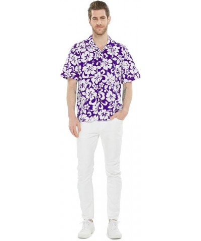 Matchable Family Hawaiian Luau Men Women Girl Boy Clothes in Classic Vintage Hibiscus Purple Men Men Short Sleeve $14.31 Jewelry