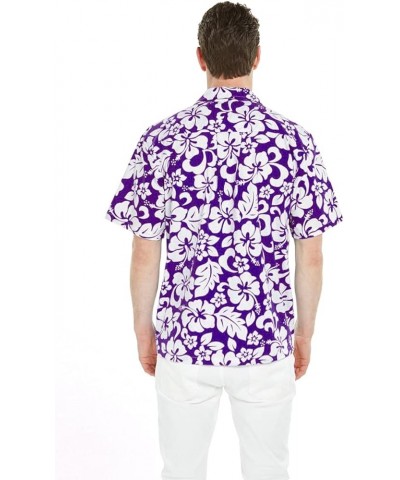 Matchable Family Hawaiian Luau Men Women Girl Boy Clothes in Classic Vintage Hibiscus Purple Men Men Short Sleeve $14.31 Jewelry