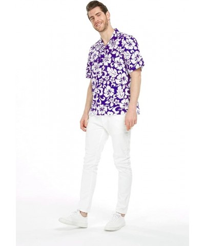 Matchable Family Hawaiian Luau Men Women Girl Boy Clothes in Classic Vintage Hibiscus Purple Men Men Short Sleeve $14.31 Jewelry