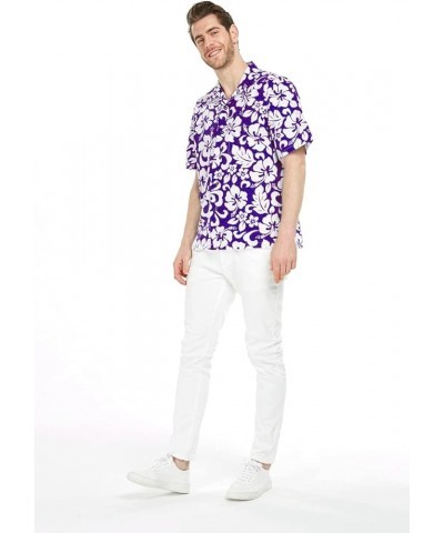 Matchable Family Hawaiian Luau Men Women Girl Boy Clothes in Classic Vintage Hibiscus Purple Men Men Short Sleeve $14.31 Jewelry