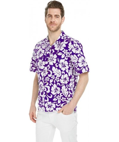 Matchable Family Hawaiian Luau Men Women Girl Boy Clothes in Classic Vintage Hibiscus Purple Men Men Short Sleeve $14.31 Jewelry