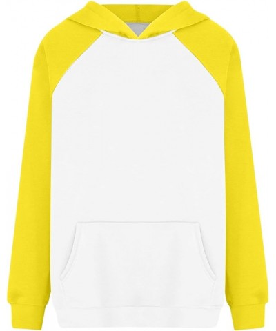 Women's Long Sleeve Hoodies Casual Color Block Sweatshirt Overszied Pullover Tops with Pocket 2023 Fall Clothes E $11.99 Hood...